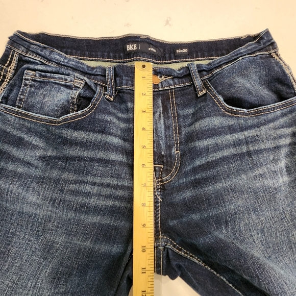 BKE Jeans Mens 32x30 Blue Derek Straight Leg Stretch 5 Pocket Whiskers Denim - Picture 8 of 11